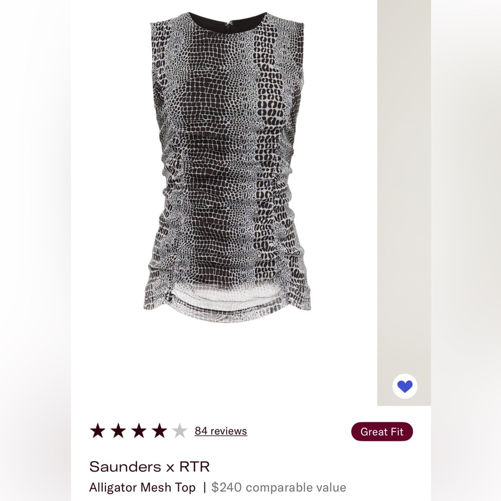 Saunders Black and White Croc Print Tank Top